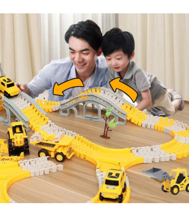 [221 pcs] 333 pièces bricolage course chemin de fer Flexible jeu de course ensemble piste Rail 