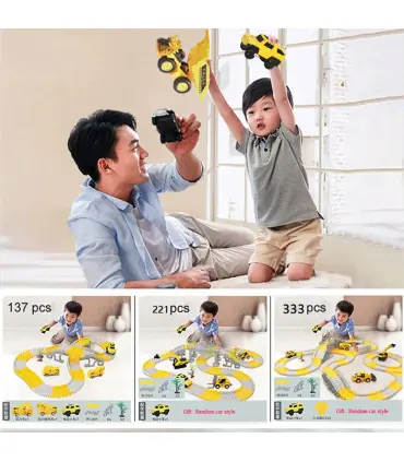 [221 pcs] 333 pièces bricolage course chemin de fer Flexible jeu de course ensemble piste Rail 