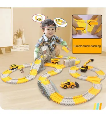 [137 pcs] 333 pièces bricolage course chemin de fer Flexible jeu de course ensemble piste Rail 
