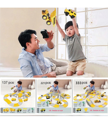 [137 pcs] 333 pièces bricolage course chemin de fer Flexible jeu de course ensemble piste Rail 