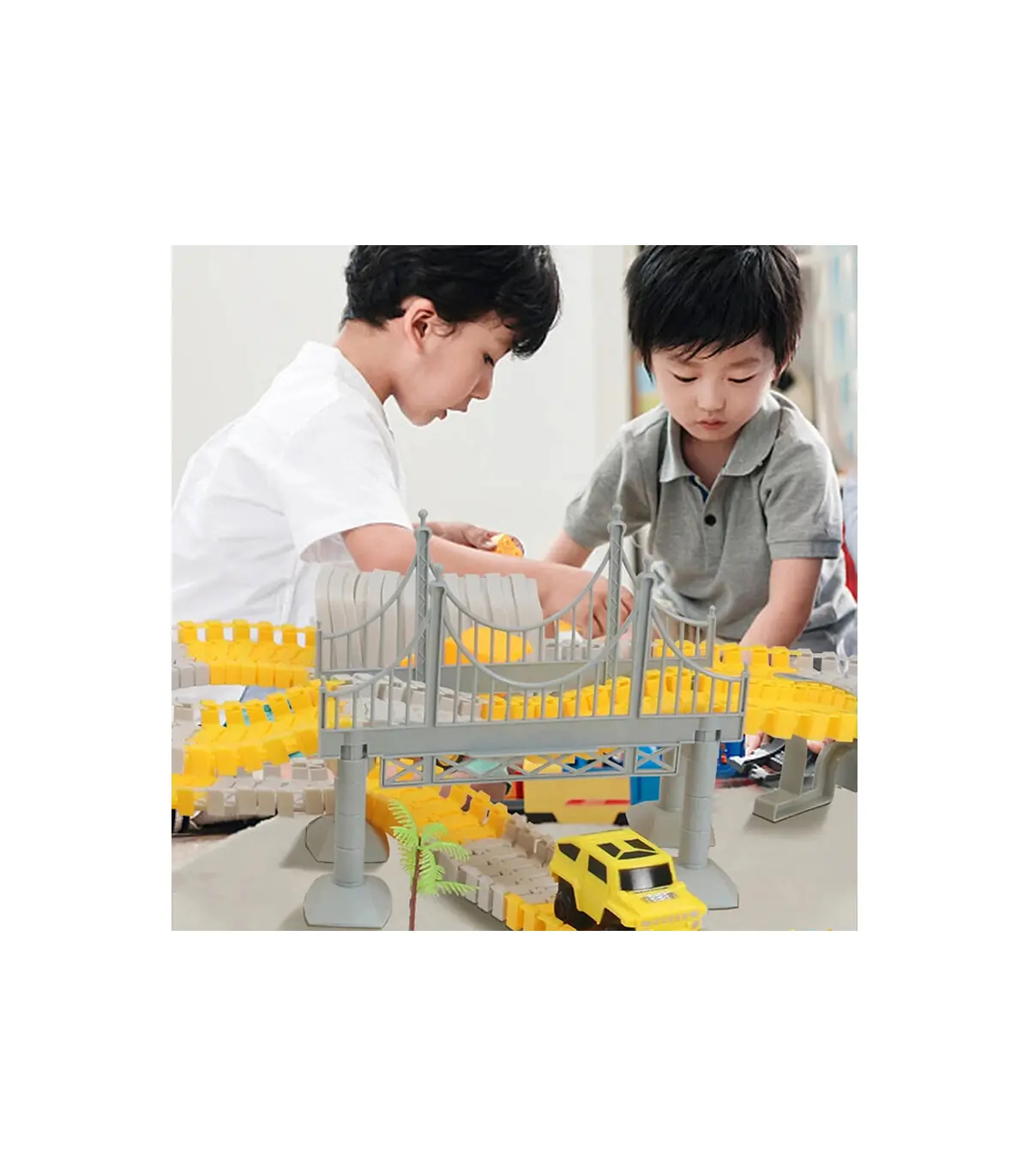 [137 pcs] 333 pièces bricolage course chemin de fer Flexible jeu de course ensemble piste Rail 