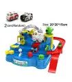 [D-Blue-2-car] Interactive Race Track Car Model with Animals, Space Rocket - Educational Brain Game Toy for Kids