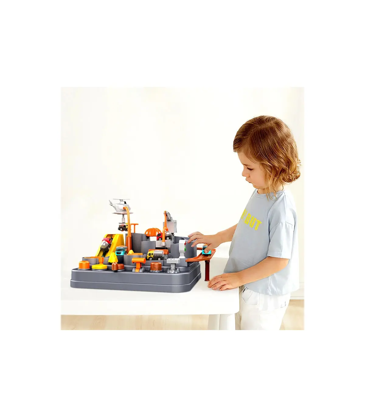 [D-Blue-2-car] Modèle de voiture sur Rail de course, piste de Train, jeu d\'aventure, animaux, f