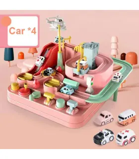 [A-Pink-4-car] Modèle de voiture sur Rail de course, piste de Train, jeu d\'aventure, animaux, f