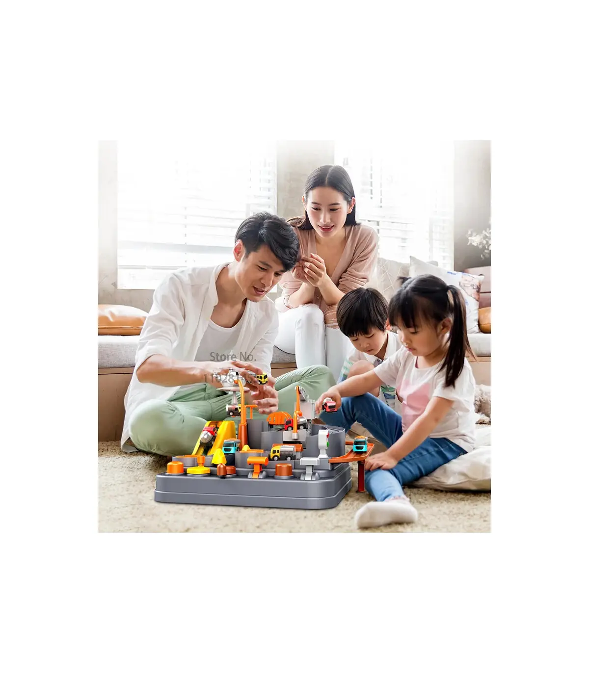 [A-Pink-4-car] Modèle de voiture sur Rail de course, piste de Train, jeu d\'aventure, animaux, f