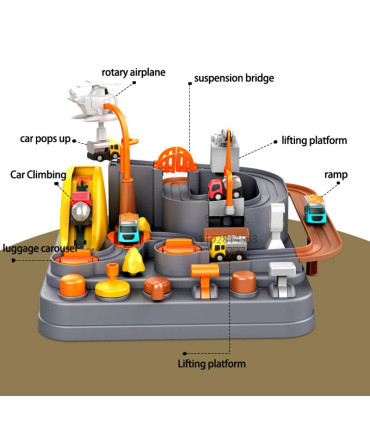 [A-blue-4-car] Modèle de voiture sur Rail de course, piste de Train, jeu d\'aventure, animaux, f