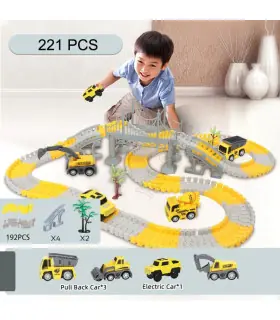 [221pcs] Ensembles de rails magiques de course de voiture, bricolage, jeu de cerveau, courbé et