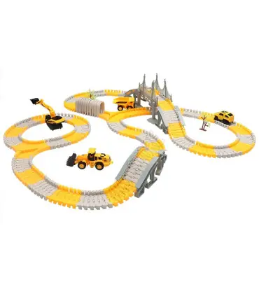 [221pcs] Ensembles de rails magiques de course de voiture, bricolage, jeu de cerveau, courbé et