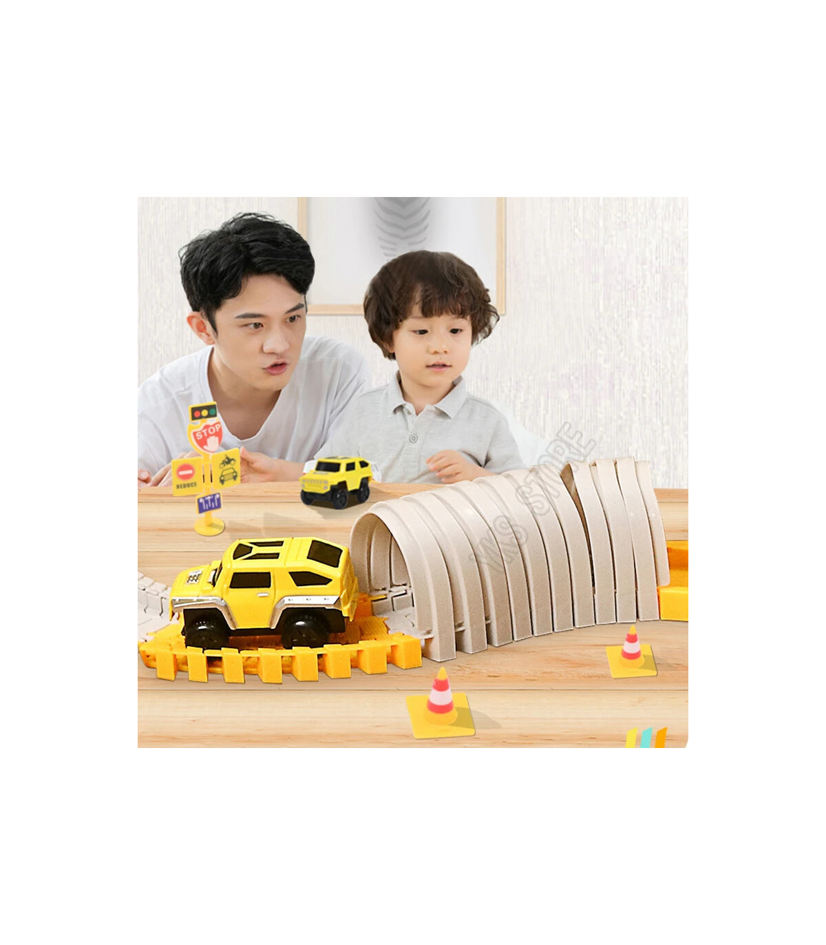 [221pcs] Ensembles de rails magiques de course de voiture, bricolage, jeu de cerveau, courbé et