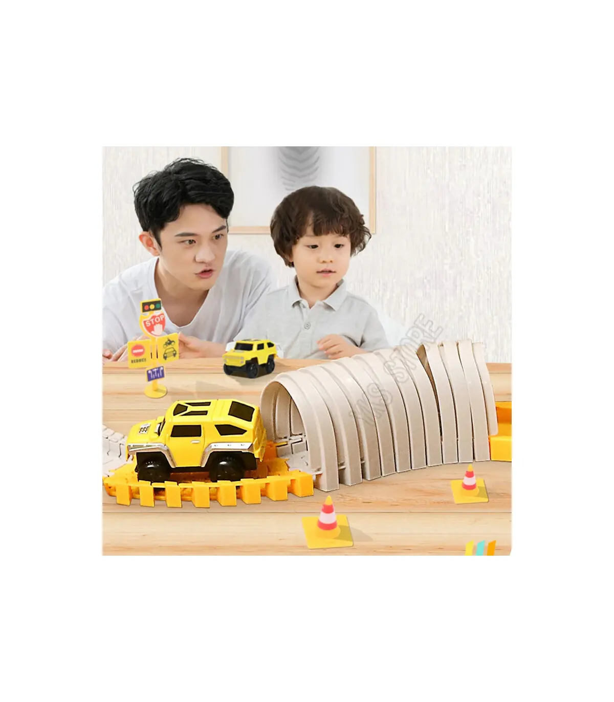 [221pcs] Ensembles de rails magiques de course de voiture, bricolage, jeu de cerveau, courbé et