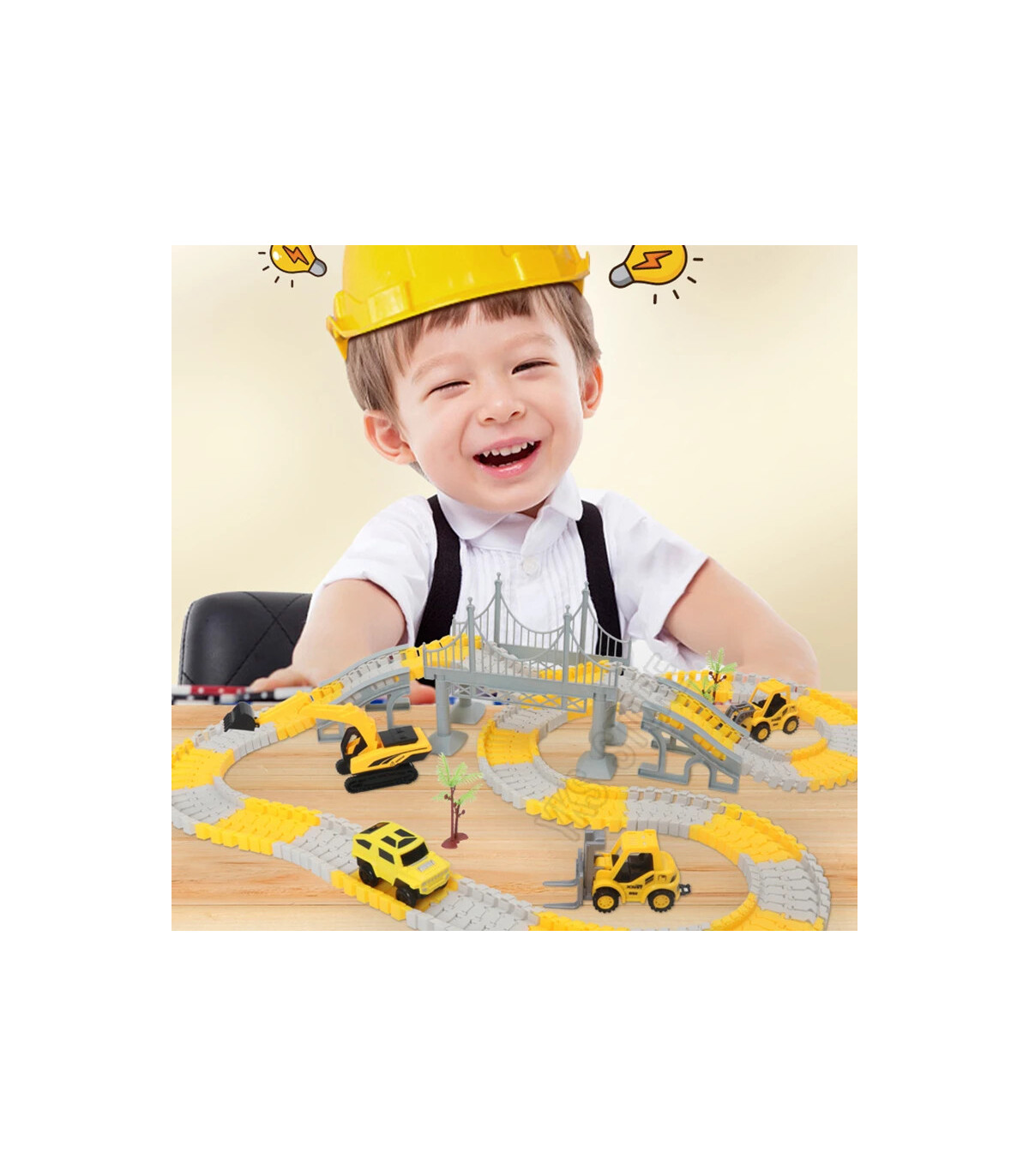 [221pcs] Ensembles de rails magiques de course de voiture, bricolage, jeu de cerveau, courbé et