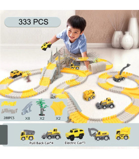 [333pcs] Ensembles de rails magiques de course de voiture, bricolage, jeu de cerveau, courbé et