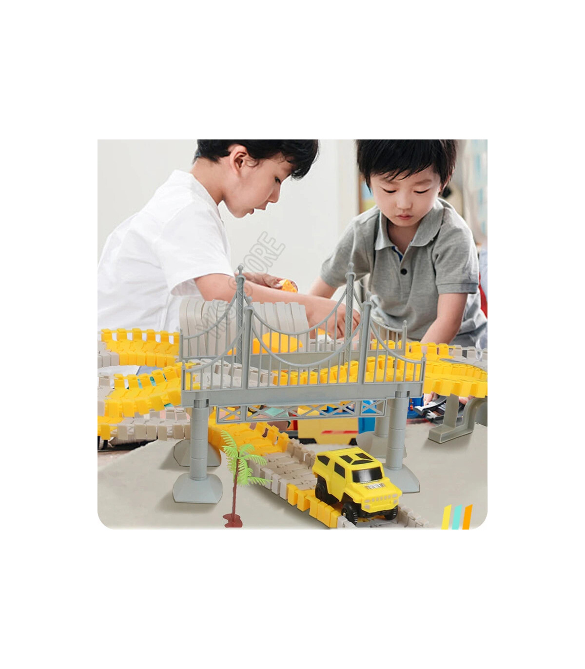 [333pcs] Ensembles de rails magiques de course de voiture, bricolage, jeu de cerveau, courbé et