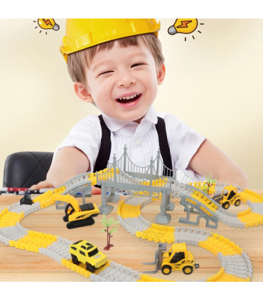 [333pcs] Ensembles de rails magiques de course de voiture, bricolage, jeu de cerveau, courbé et