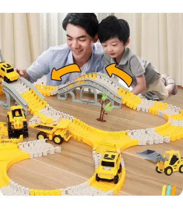 [137pcs] Ensembles de rails magiques de course de voiture, bricolage, jeu de cerveau, courbé et