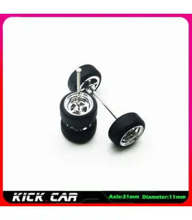 [WTS01] Roues 1/64 de couleur métallique avec pneus en caoutchouc, 1 jeu (4 pièces), pièces mod