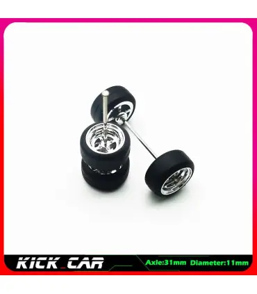 [WTS01] Roues 1/64 de couleur métallique avec pneus en caoutchouc, 1 jeu (4 pièces), pièces mod