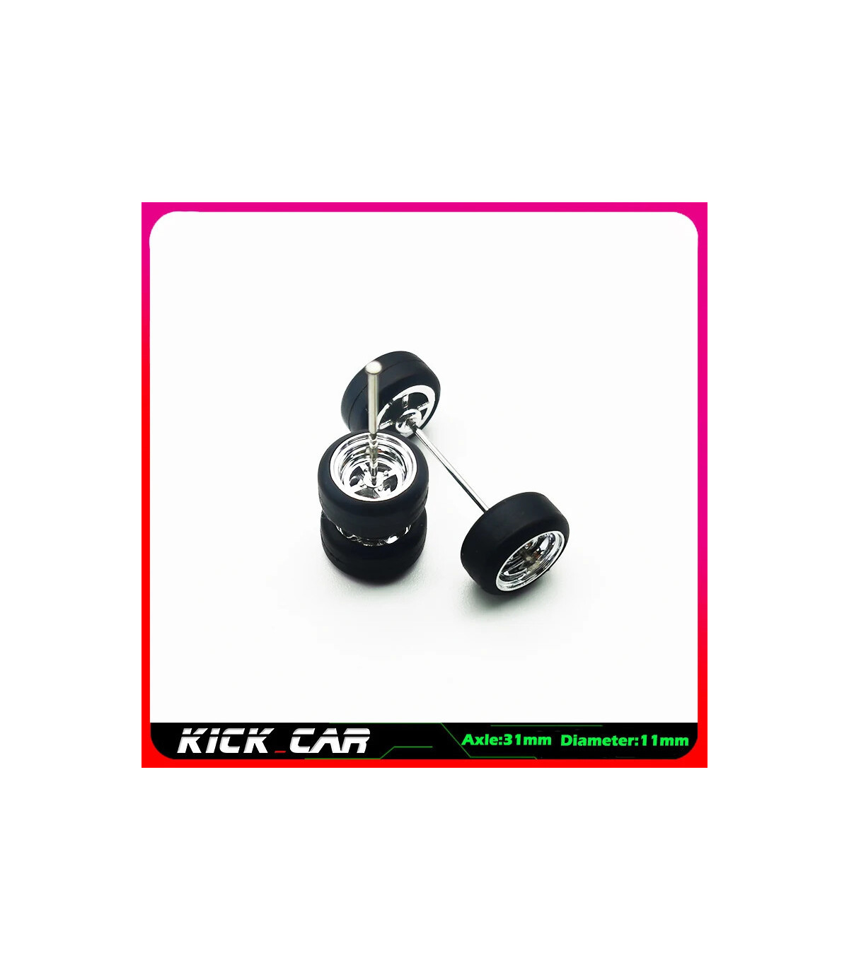 [WTS01] Roues 1/64 de couleur métallique avec pneus en caoutchouc, 1 jeu (4 pièces), pièces mod