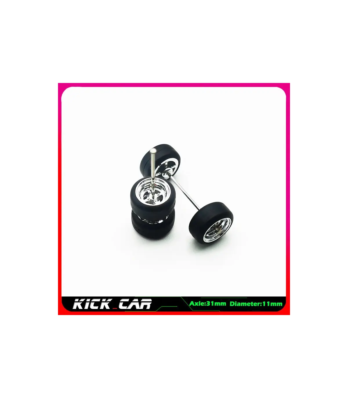 [WTS01] Roues 1/64 de couleur métallique avec pneus en caoutchouc, 1 jeu (4 pièces), pièces mod