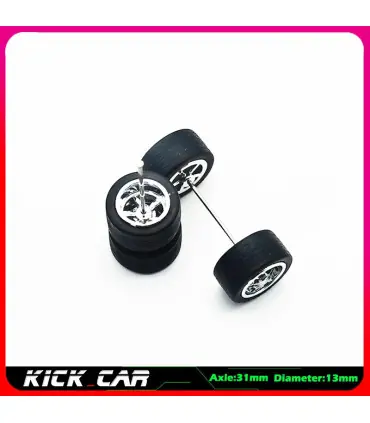 [WTS02] Roues 1/64 de couleur métallique avec pneus en caoutchouc, 1 jeu (4 pièces), pièces mod