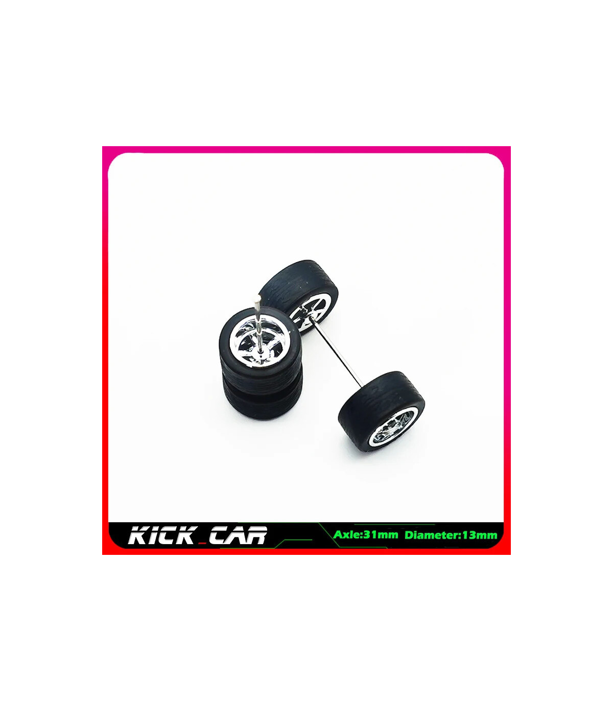 [WTS02] Roues 1/64 de couleur métallique avec pneus en caoutchouc, 1 jeu (4 pièces), pièces mod