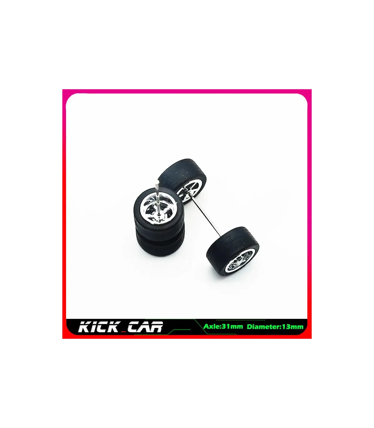 [WTS02] Roues 1/64 de couleur métallique avec pneus en caoutchouc, 1 jeu (4 pièces), pièces mod