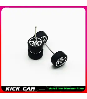 [WTS17] Roues 1/64 de couleur métallique avec pneus en caoutchouc, 1 jeu (4 pièces), pièces mod