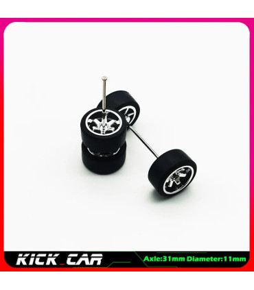 [WTS17] Roues 1/64 de couleur métallique avec pneus en caoutchouc, 1 jeu (4 pièces), pièces mod