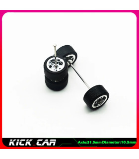 [WTS16] Roues 1/64 de couleur métallique avec pneus en caoutchouc, 1 jeu (4 pièces), pièces mod