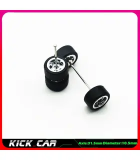 [WTS16] Roues 1/64 de couleur métallique avec pneus en caoutchouc, 1 jeu (4 pièces), pièces mod