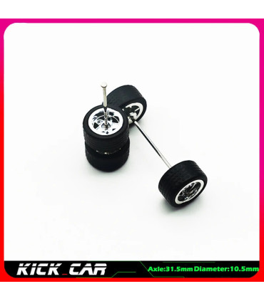 [WTS16] Roues 1/64 de couleur métallique avec pneus en caoutchouc, 1 jeu (4 pièces), pièces mod