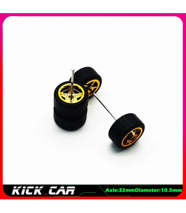 [WTS16] Roues 1/64 de couleur métallique avec pneus en caoutchouc, 1 jeu (4 pièces), pièces mod