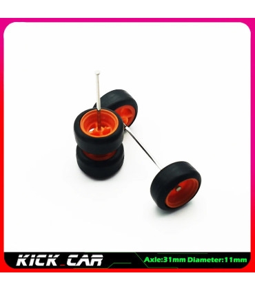 [WTS18] Roues 1/64 de couleur métallique avec pneus en caoutchouc, 1 jeu (4 pièces), pièces mod