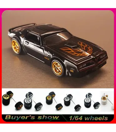 [WTS13] Roues 1/64 de couleur métallique avec pneus en caoutchouc, 1 jeu (4 pièces), pièces mod