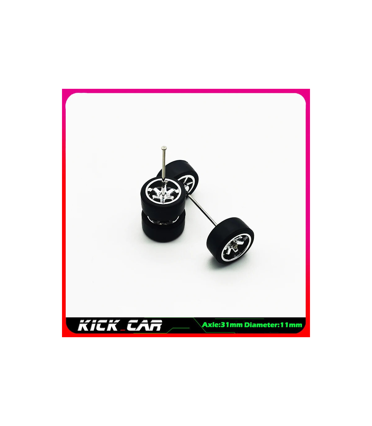 [WTS13] Roues 1/64 de couleur métallique avec pneus en caoutchouc, 1 jeu (4 pièces), pièces mod