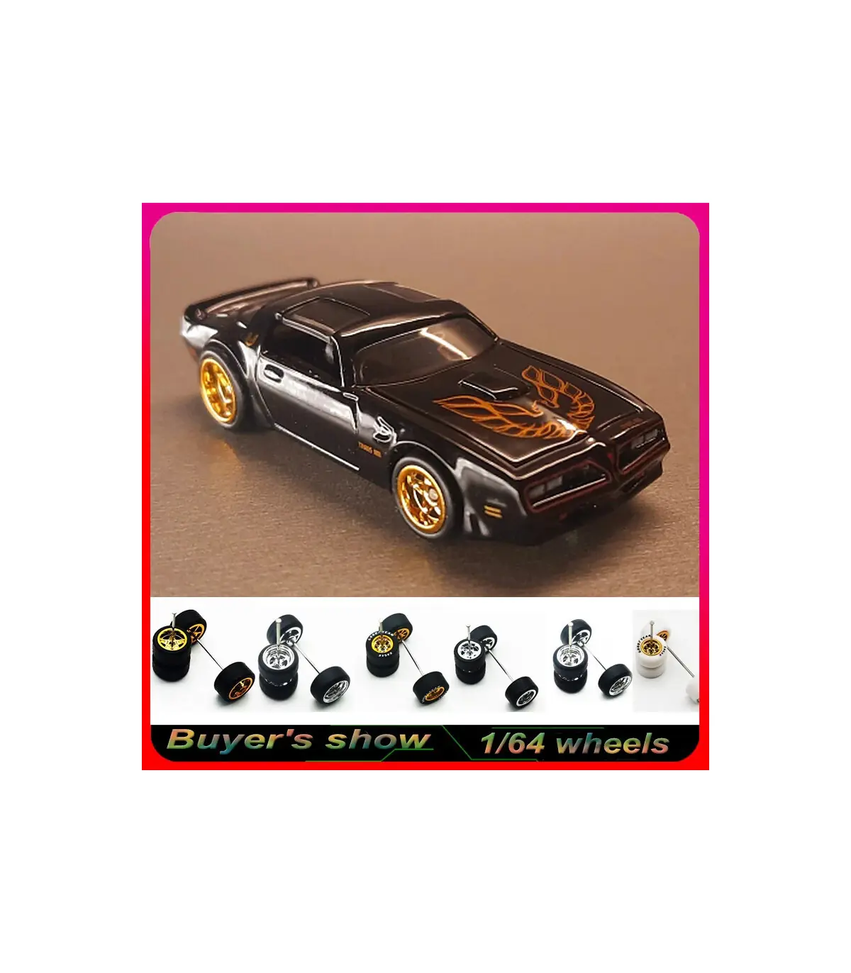 [WTS12] Roues 1/64 de couleur métallique avec pneus en caoutchouc, 1 jeu (4 pièces), pièces mod