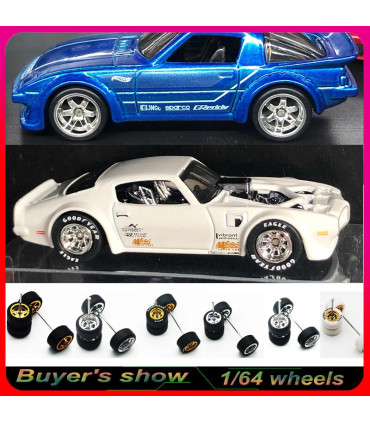 [WTS12] Roues 1/64 de couleur métallique avec pneus en caoutchouc, 1 jeu (4 pièces), pièces mod