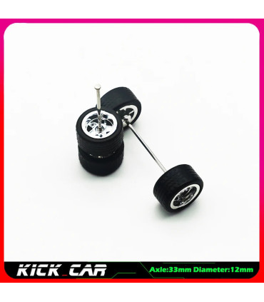 [WTS15] Roues 1/64 de couleur métallique avec pneus en caoutchouc, 1 jeu (4 pièces), pièces mod