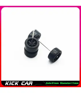 [WTS09] Roues 1/64 de couleur métallique avec pneus en caoutchouc, 1 jeu (4 pièces), pièces mod