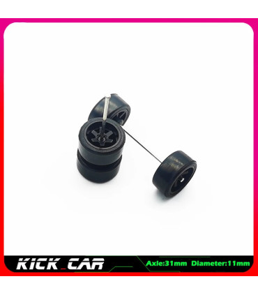 [WTS09] Roues 1/64 de couleur métallique avec pneus en caoutchouc, 1 jeu (4 pièces), pièces mod