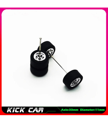 [WTS08] Roues 1/64 de couleur métallique avec pneus en caoutchouc, 1 jeu (4 pièces), pièces mod