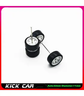 [WTS11] Roues 1/64 de couleur métallique avec pneus en caoutchouc, 1 jeu (4 pièces), pièces mod