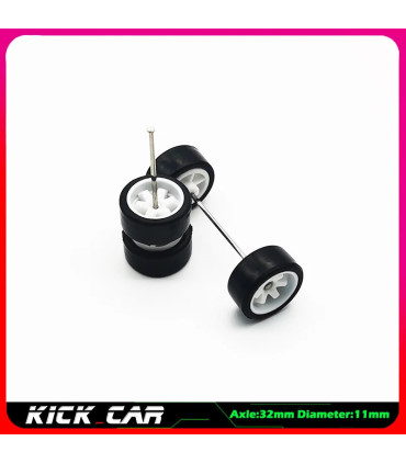 [WTS11] Roues 1/64 de couleur métallique avec pneus en caoutchouc, 1 jeu (4 pièces), pièces mod