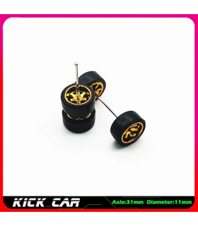 [WTS10] Roues 1/64 de couleur métallique avec pneus en caoutchouc, 1 jeu (4 pièces), pièces mod