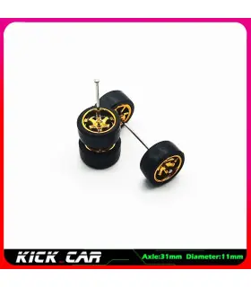 [WTS10] Roues 1/64 de couleur métallique avec pneus en caoutchouc, 1 jeu (4 pièces), pièces mod