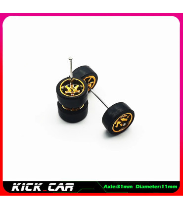 [WTS10] Roues 1/64 de couleur métallique avec pneus en caoutchouc, 1 jeu (4 pièces), pièces mod