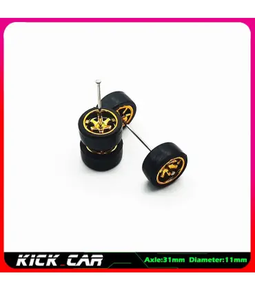 [WTS10] Roues 1/64 de couleur métallique avec pneus en caoutchouc, 1 jeu (4 pièces), pièces mod