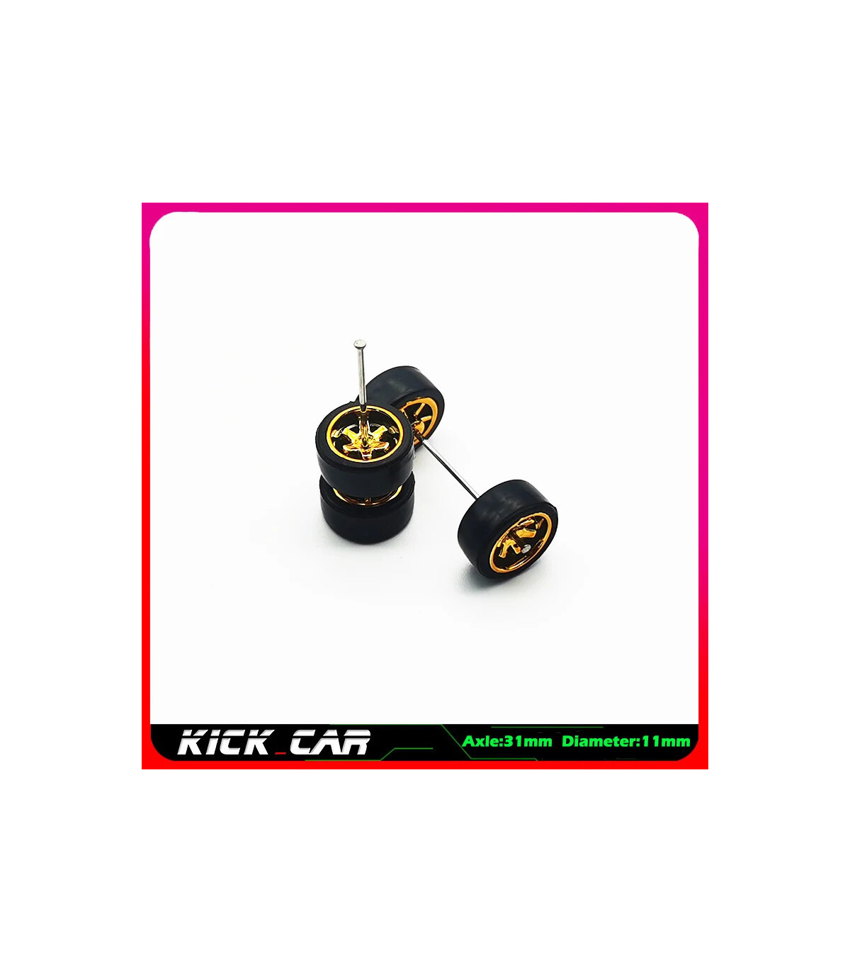 [WTS10] Roues 1/64 de couleur métallique avec pneus en caoutchouc, 1 jeu (4 pièces), pièces mod