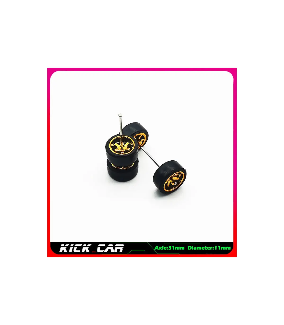 [WTS10] Roues 1/64 de couleur métallique avec pneus en caoutchouc, 1 jeu (4 pièces), pièces mod