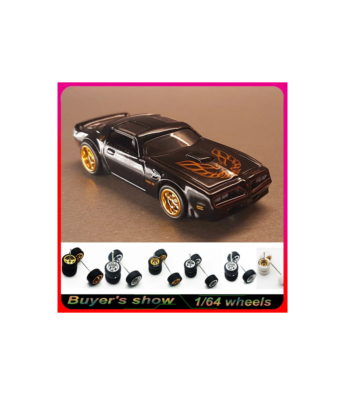 [WTS10] Roues 1/64 de couleur métallique avec pneus en caoutchouc, 1 jeu (4 pièces), pièces mod